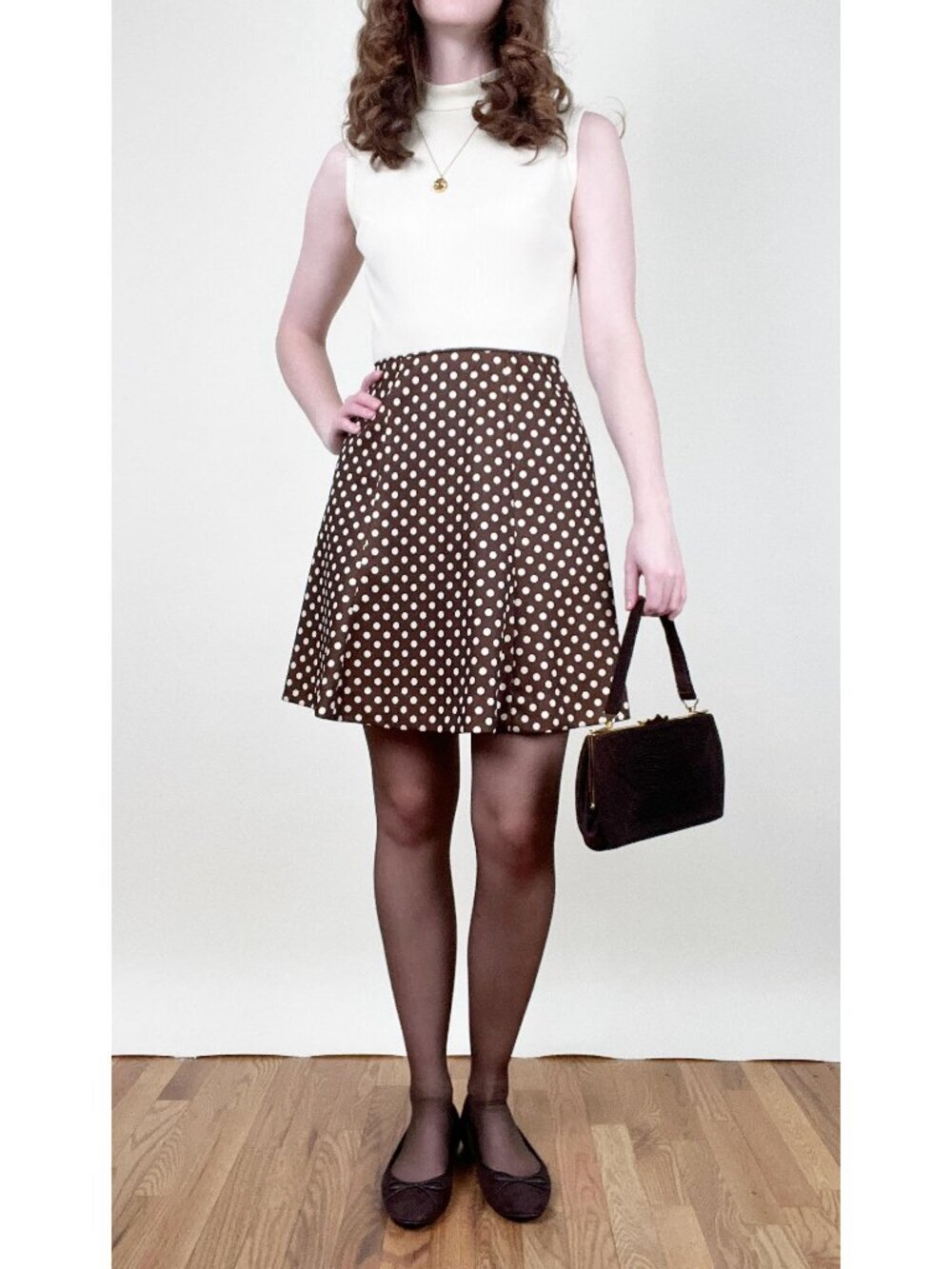 Vintage 1960s Mod Mini Dress High Waisted Prep A-Line Fit & Flare Preppy 60s 70s - Picture 9 of 9